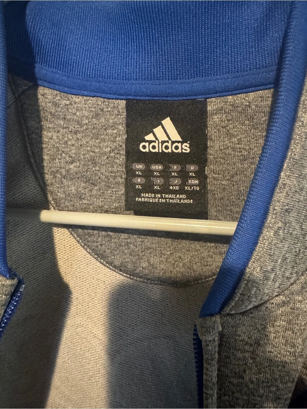 adidas Gray and Blue Full-Zip Team Jacket